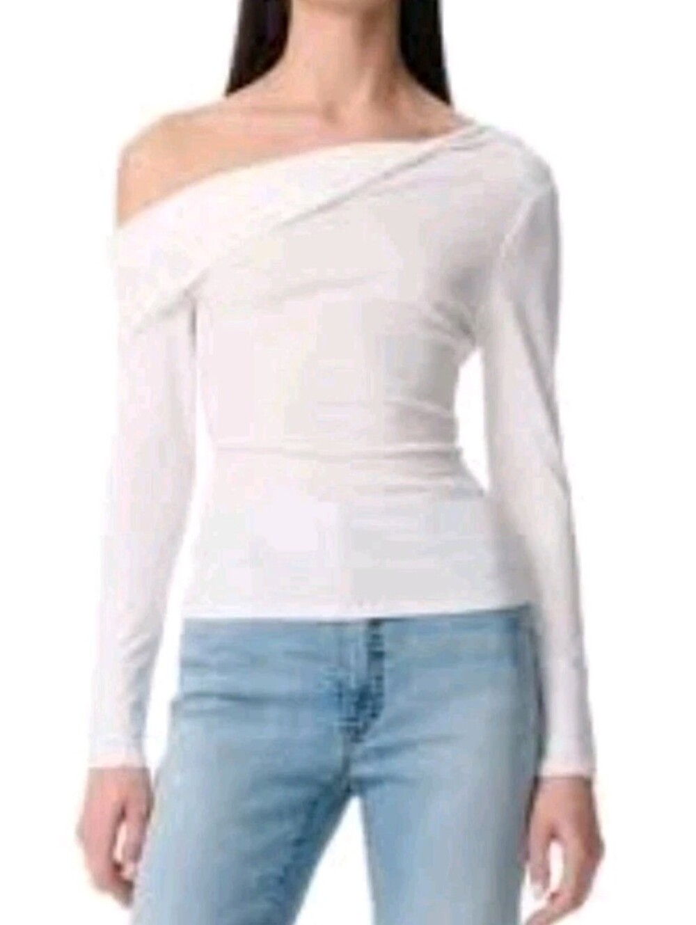 Robert RodriguezWomen's White SimonetteTwisted One-Shoulder LongSleeve Top